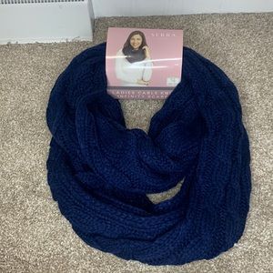 Blue knit infinity scarf